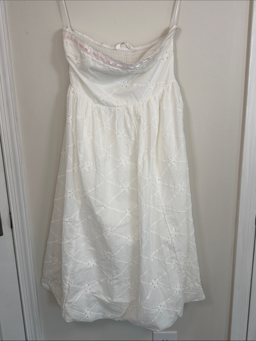 Altar’d State 100% Cotton Strapless White Eyelet Sundress M Cottagecore Romantic - Picture 2 of 10